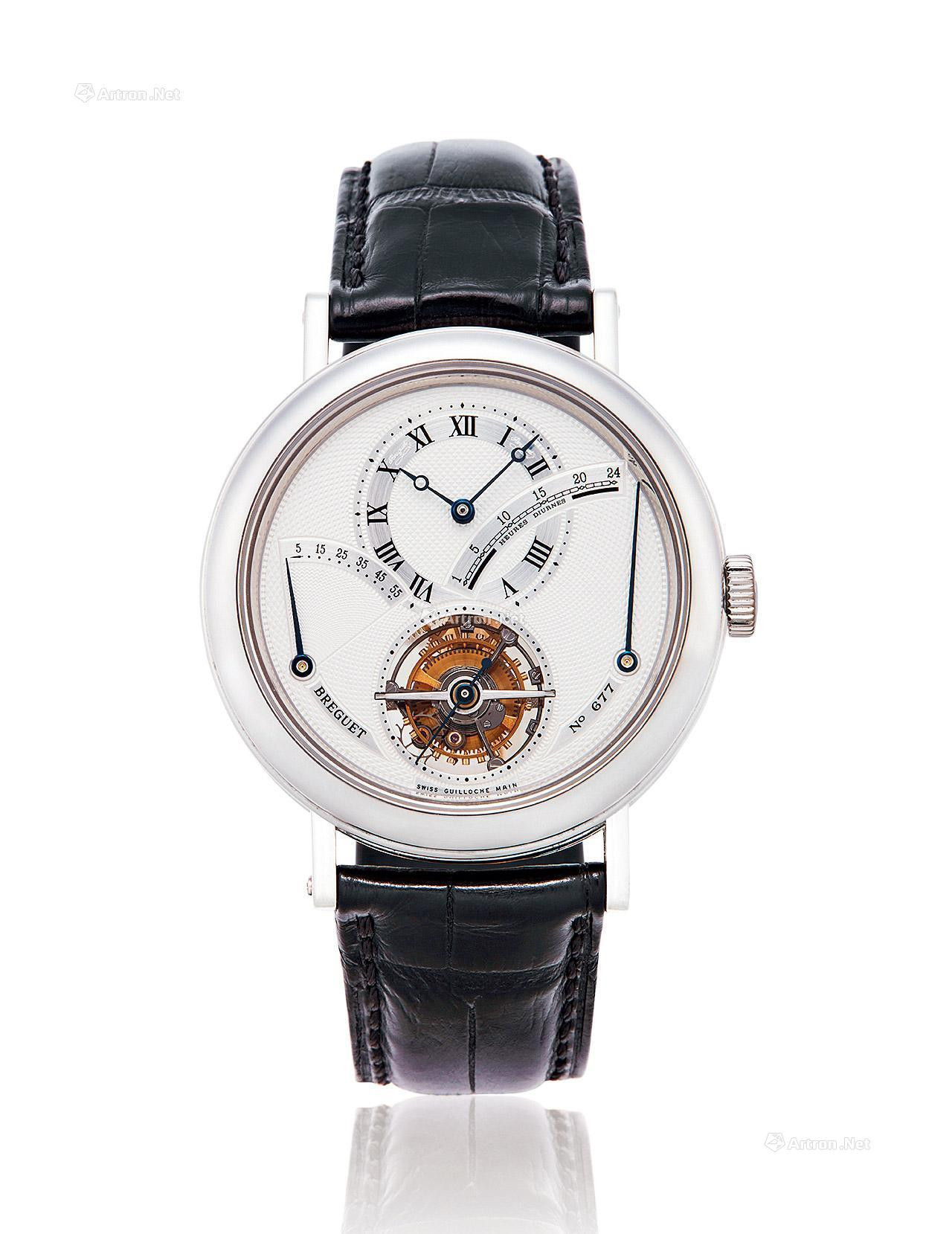 BREGUET A PLATINUM TOURBILLON MANUALLY-WOUND WRISTWATCH WITH POWER-RESERVE AND 24 HOUR INDICATION