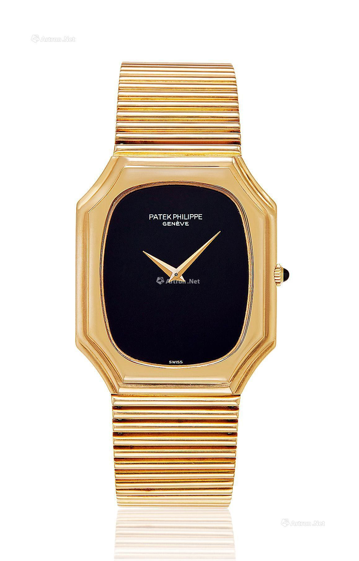 PATEK PHILIPPE A YELLOW GOLD MANUALLY-WOUND WRISTWATCH WITH AGATE DIAL