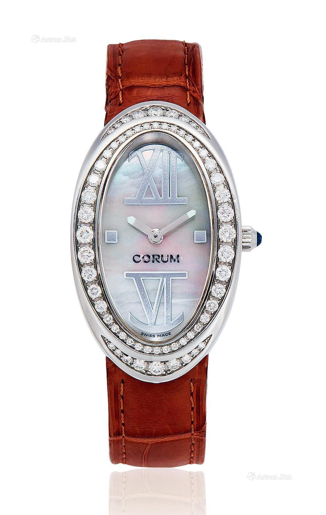 CORUM A LADY’S WHITE GOLD AND DIAMOND-SET WRISTWATCH WITH MOTHER-OF-PEARL DIAL