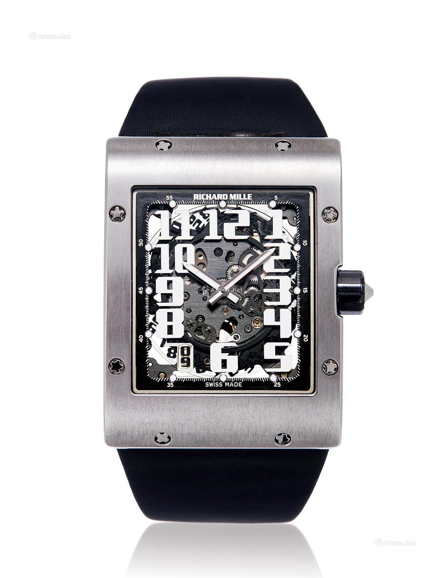 RICHARD MILLE A TITANIUM MANUALLY-WOUND WRISTWATCH WITH SKELETONISED DIAL AND DATE INDICATION