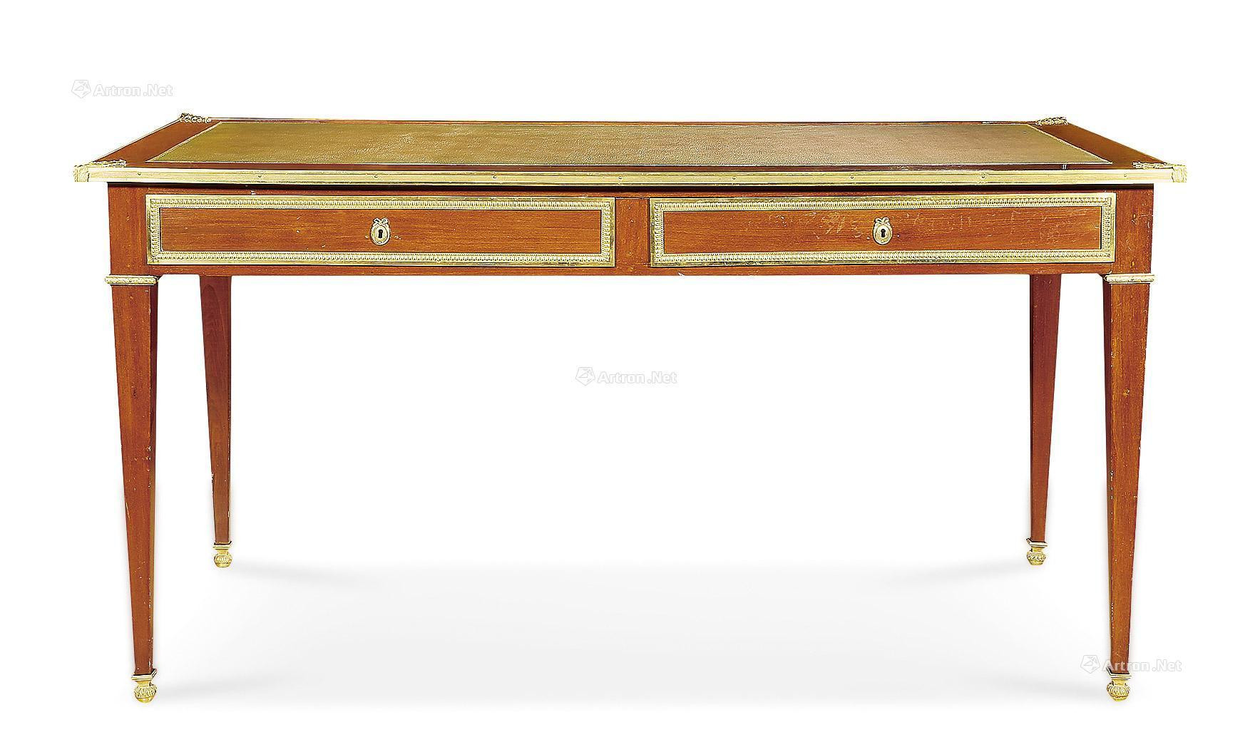 A FRENCH LOUIS XVI STYLE GILT BRONZE LEATHER TOP WRITING DESK