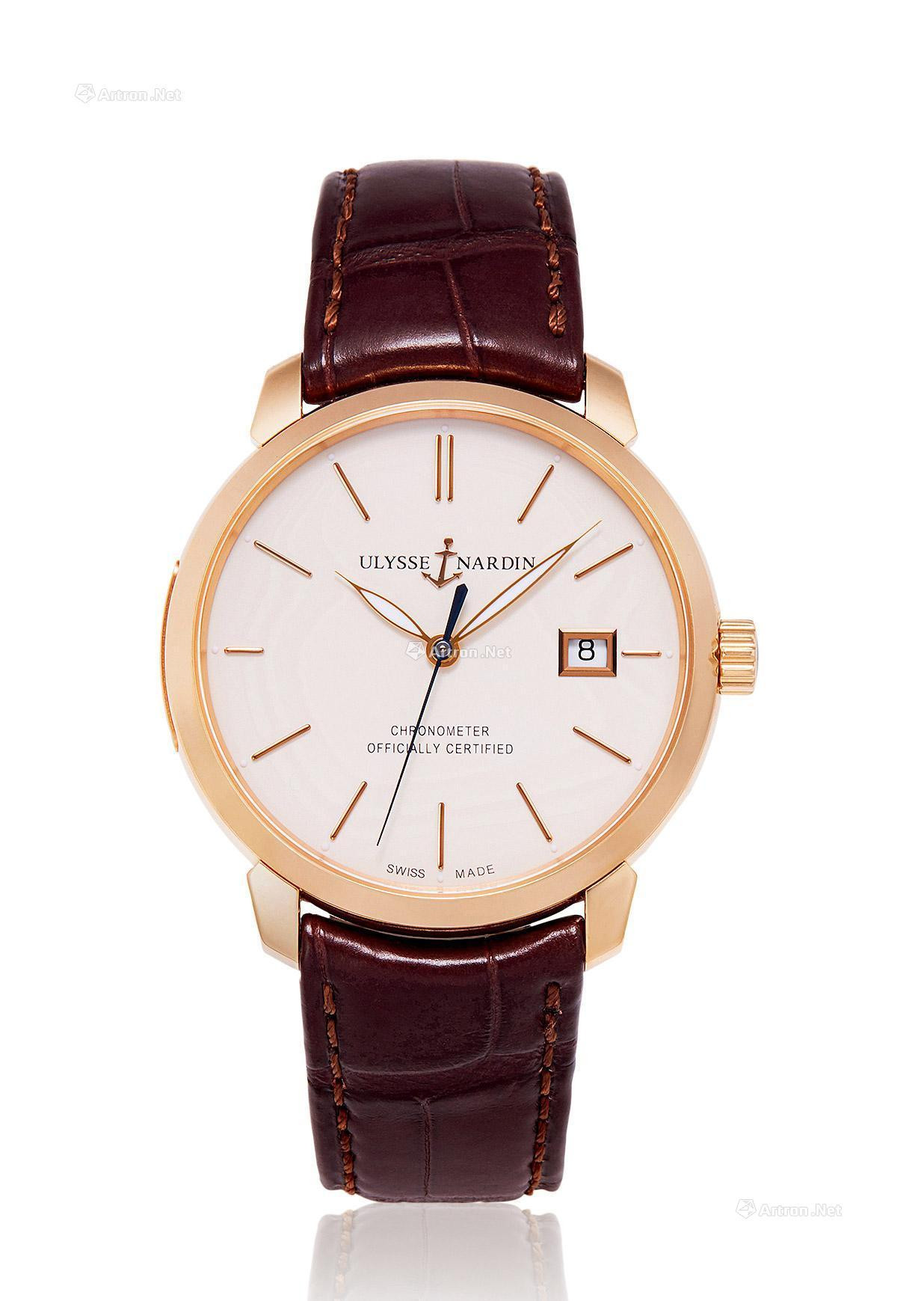 ULYSSE NARDIN A ROSE GOLD AUTOMATIC WRISTWATCH WITH DATE INDICATION