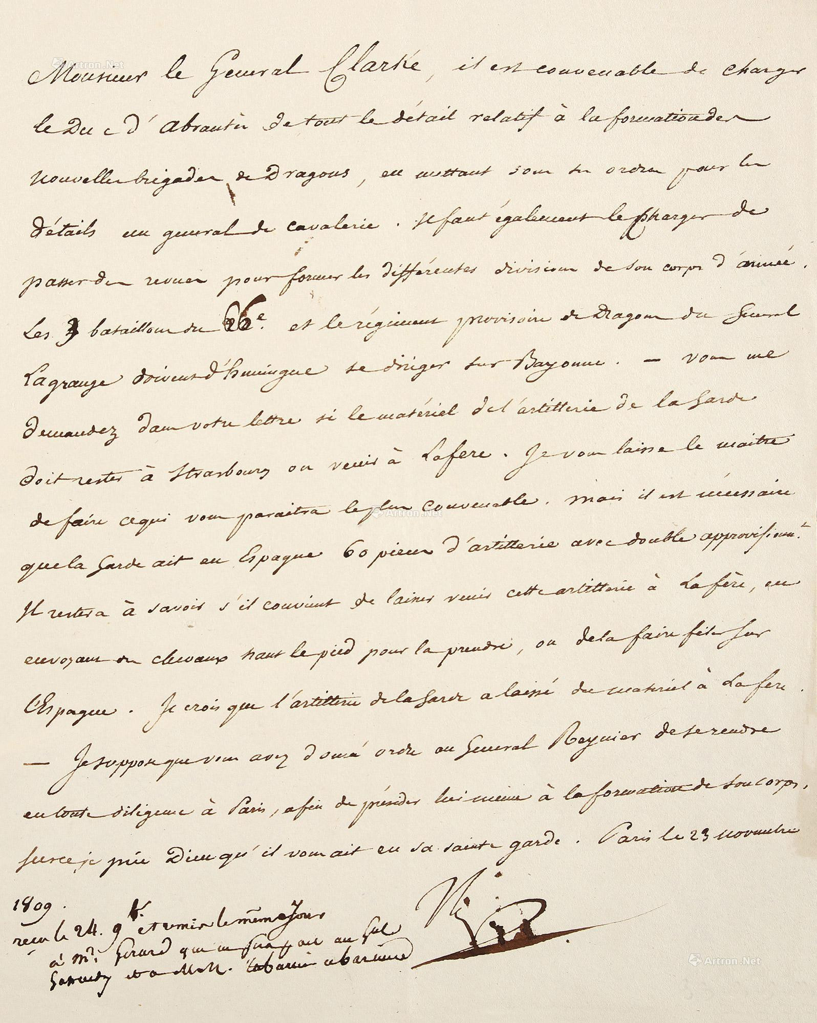 Letter autographed by Napoleon Bonaparte“France the Great”， with certificate