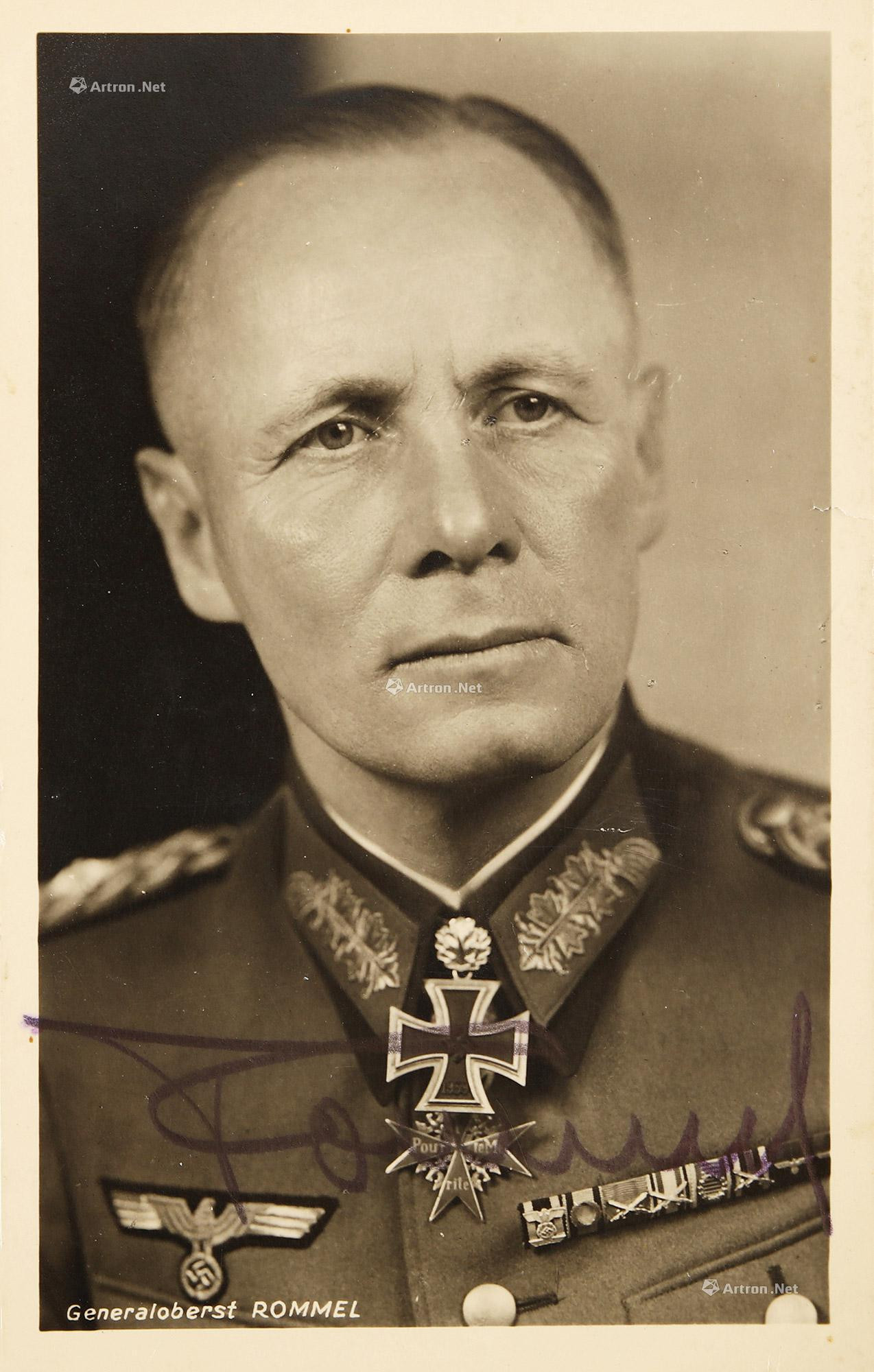 Autographed photo by Erwin Rommel， the“German Field marshal”， with COA