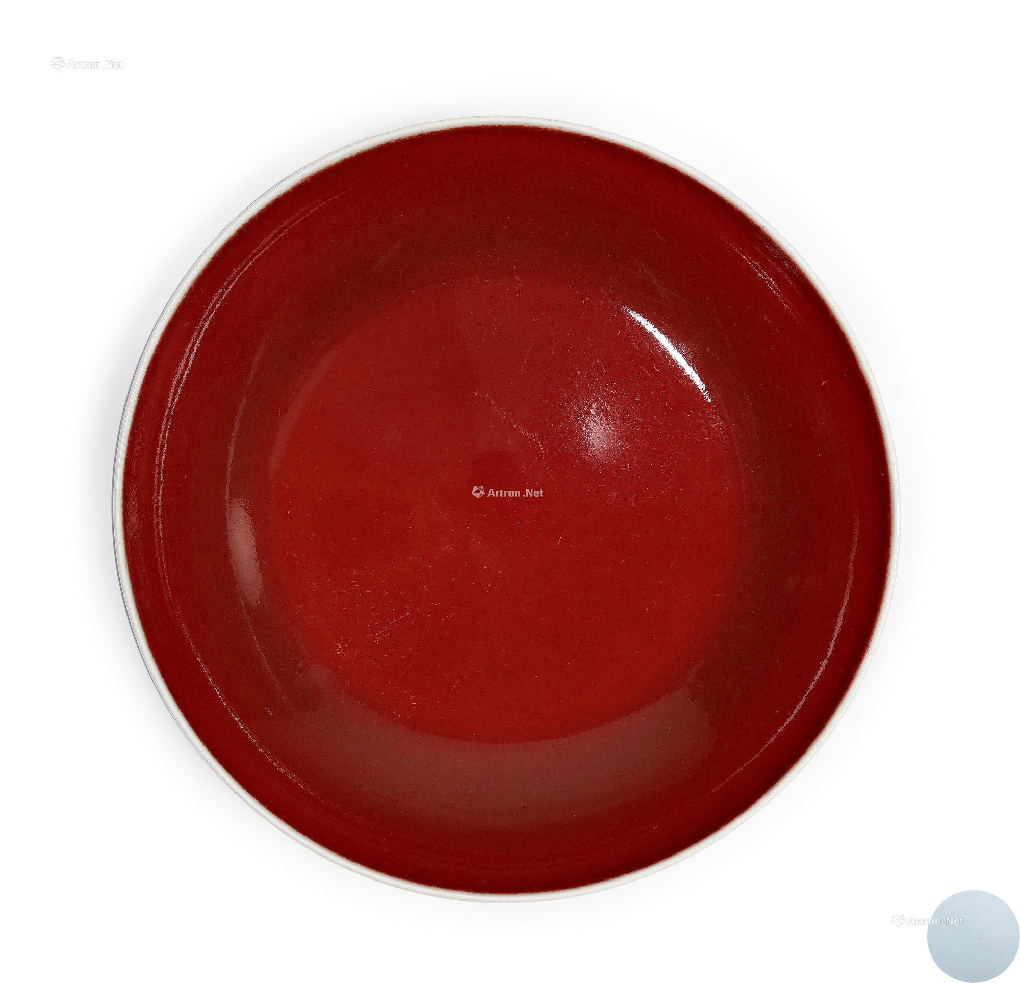 AN IMPORTANT AND OUTSTANDING RUBY-RED GLAZED PLATE