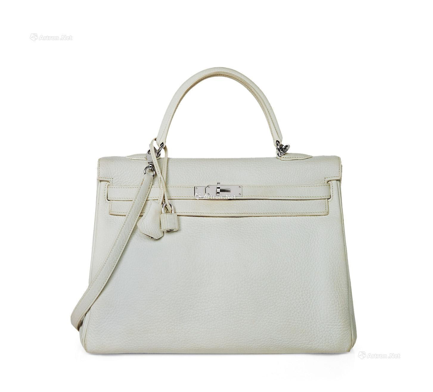 HERMES 2007　A WHITE LEATHER KELLY 35 WITH PALLADIUM HARDWARE