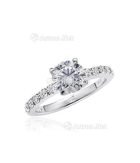 A 1.06 CARAT D COLOUR DIAMOND AND DIAMOND RING MOUNTED IN 18K WHITE GOLD