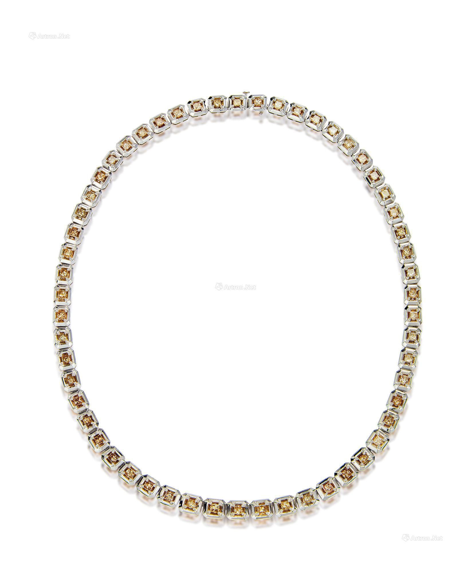 AN ALTOGETHER WEIGHING 7.05 CARATS DIAMOND NECKLACE MOUNTED IN 18K WHITE GOLD
