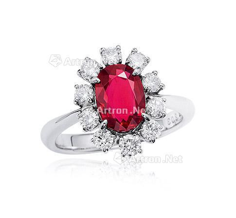 A 2.05 CARAT MOZAMBIQUE ‘PIGEON’S BLOOD’ RUBY AND DIAMOND RING MOUNTED IN 900 PLATINUM，WITH NO INDICATIONS OF HEATING