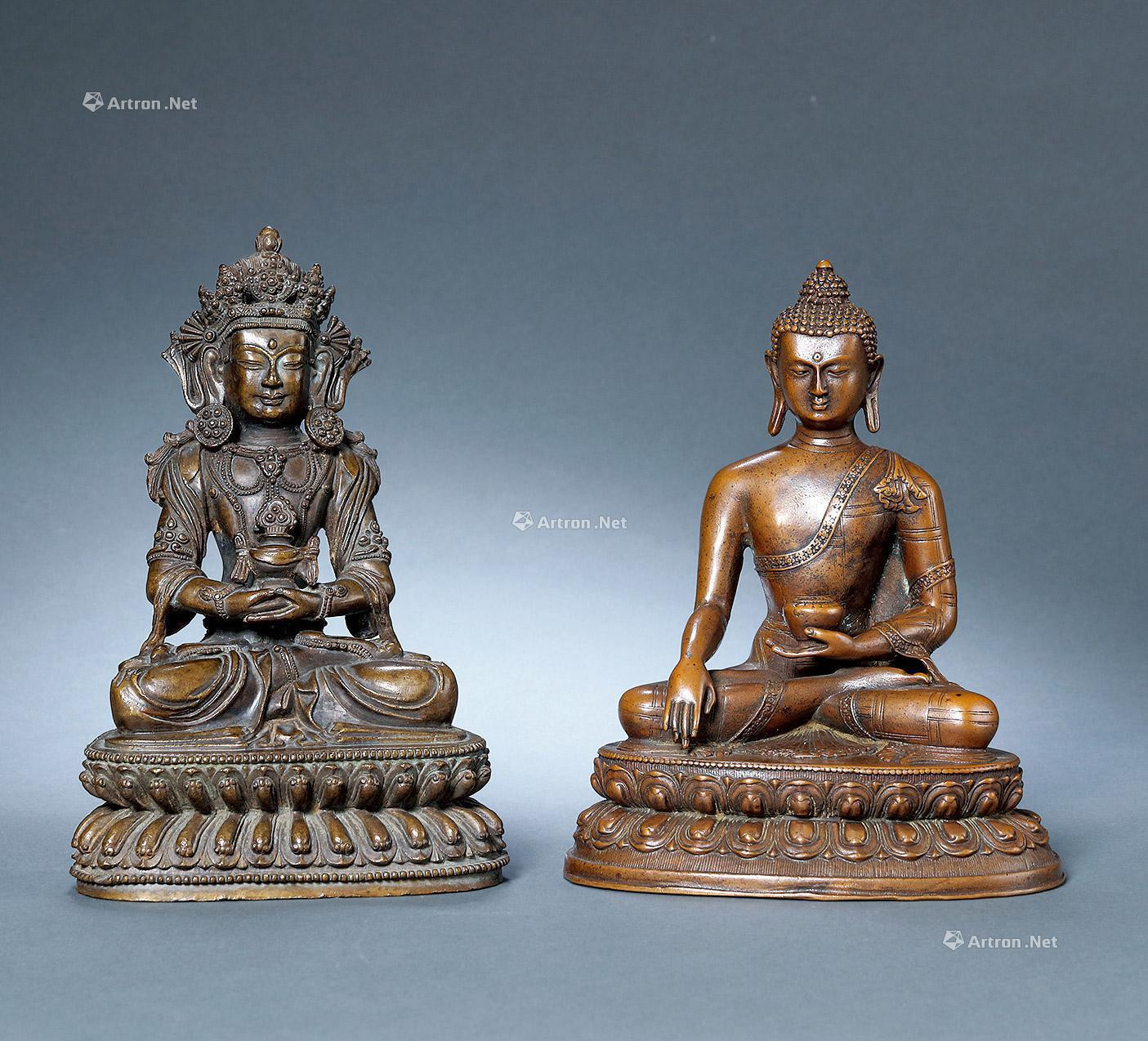 BRONZE BUDDHAS(TWO PIECES)
