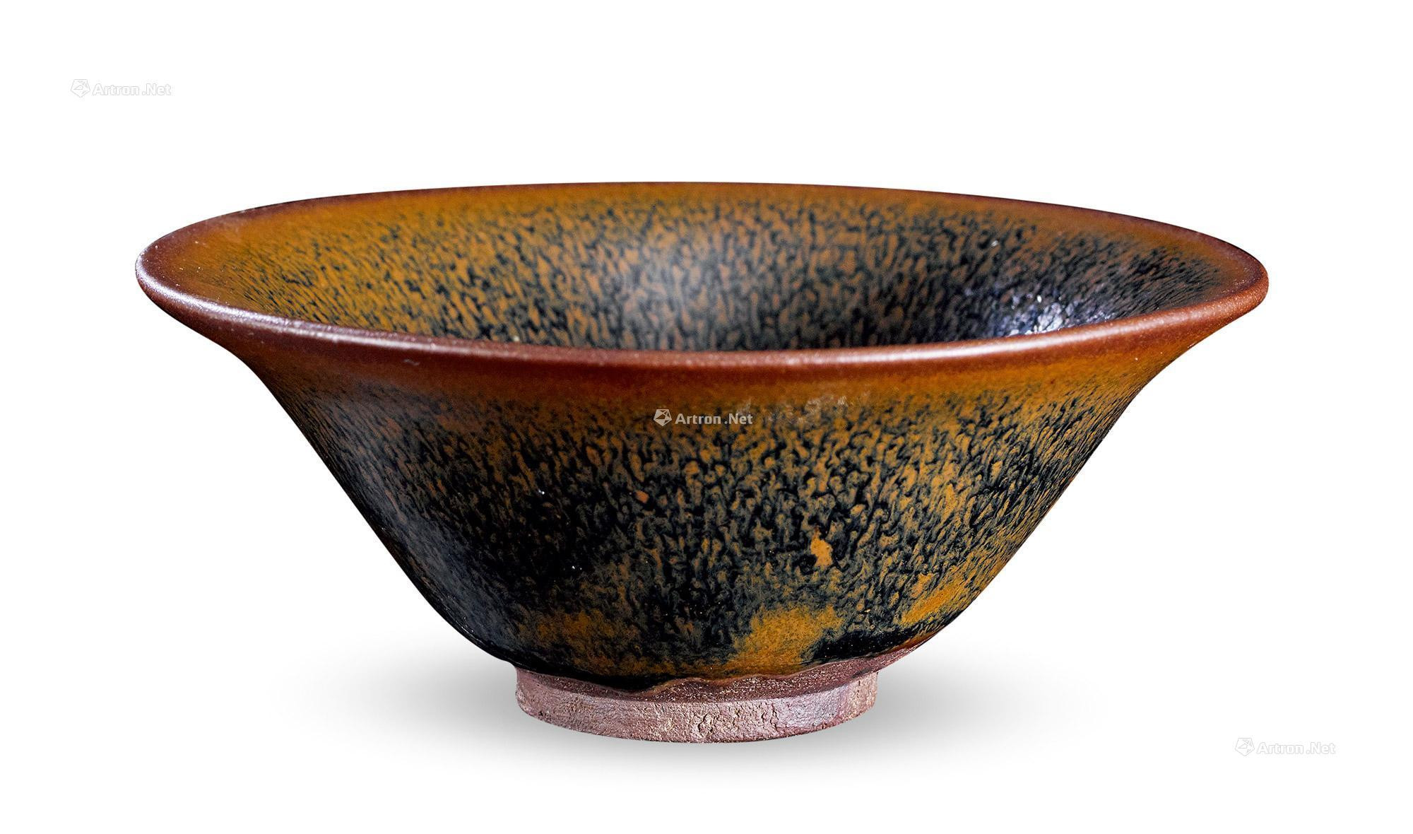 A RARE JIAN WARE‘HARE’S FUR’BROWN-GLAZED CONICAL BOWL