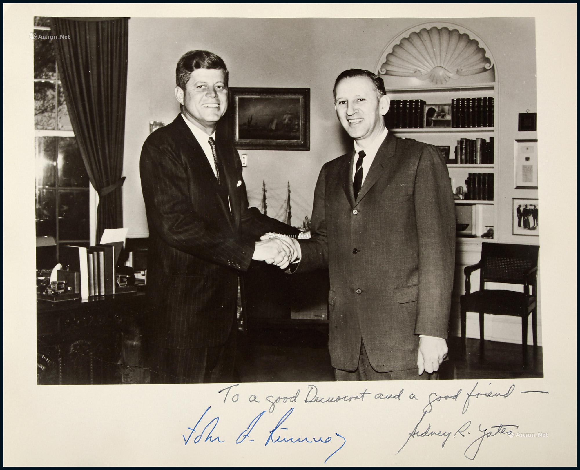 Jointly autographed photo by The 35th President of the United States John Kennedy and Representative from Illinois Sidney Yates, with COA