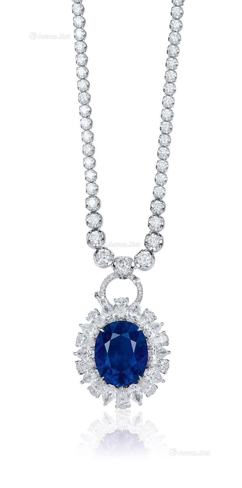 A 12.64 CARAT BURMESE ‘ROYAL BLUE’ SAPPHIRE AND DIAMOND RING/necklace
