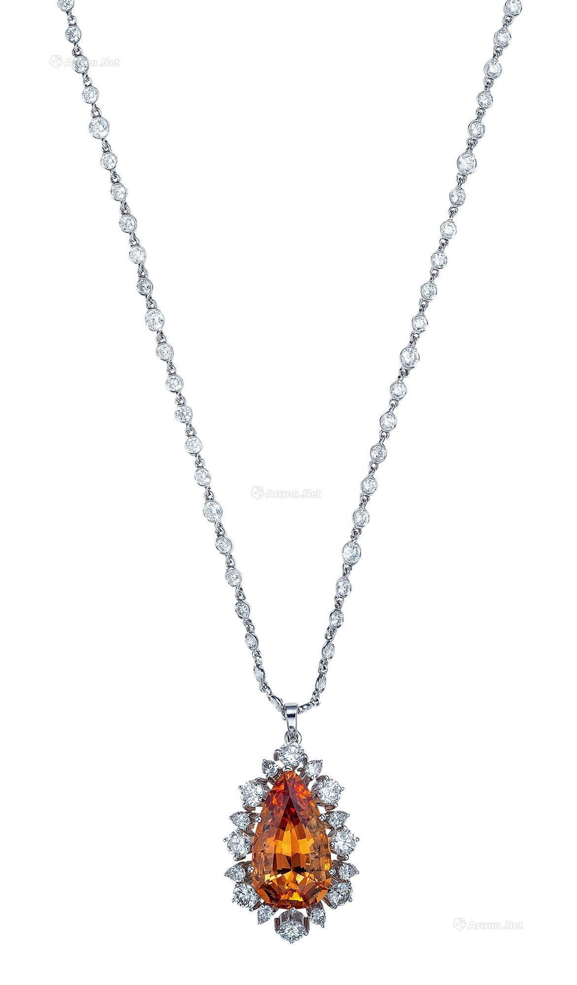 A 19.89 CARAT IMPERIAL TOPAZ AND DIAMOND PENDANT NECKLACE
