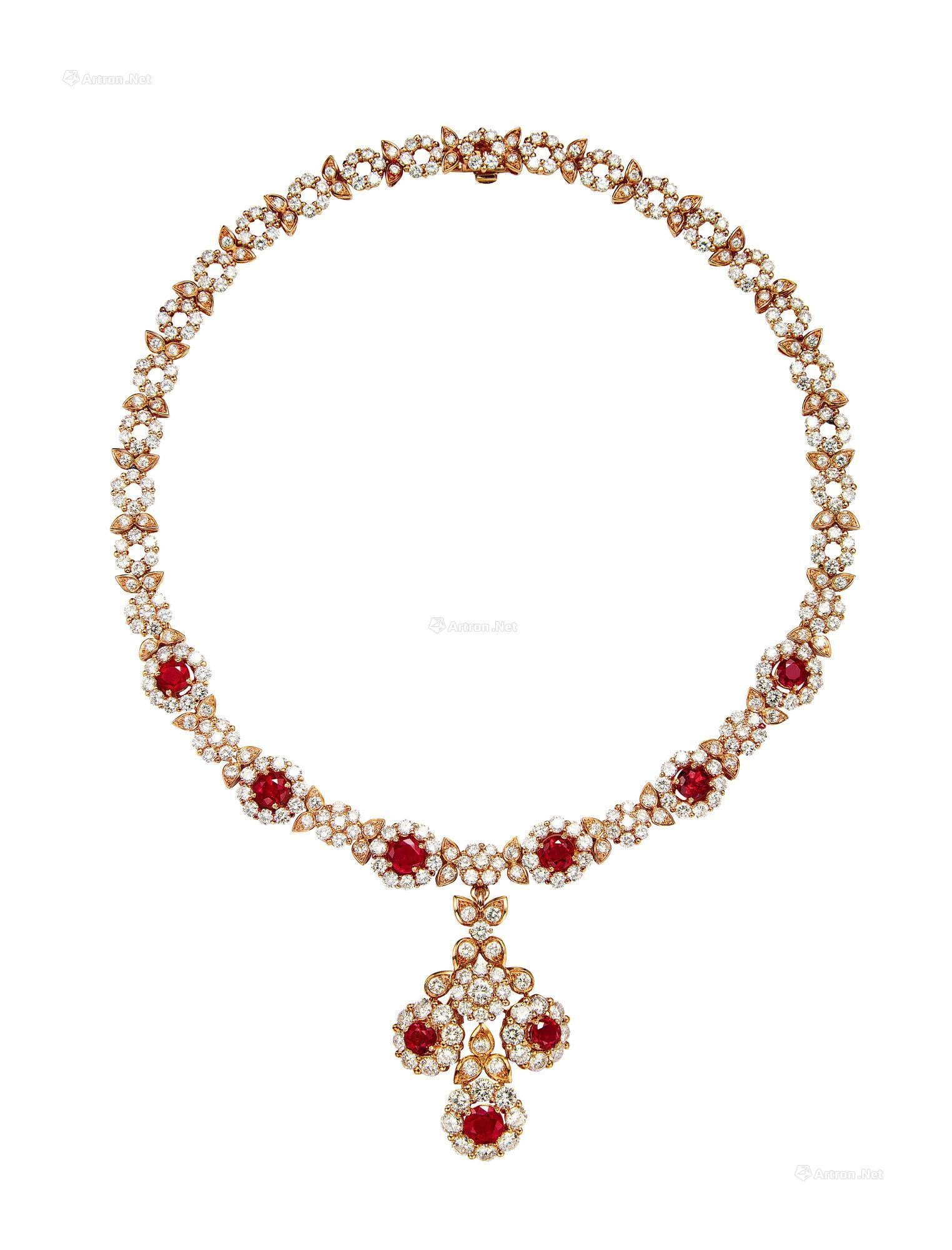 A RUBY AND DIAMOND NECKLACE， BY CHAUMET