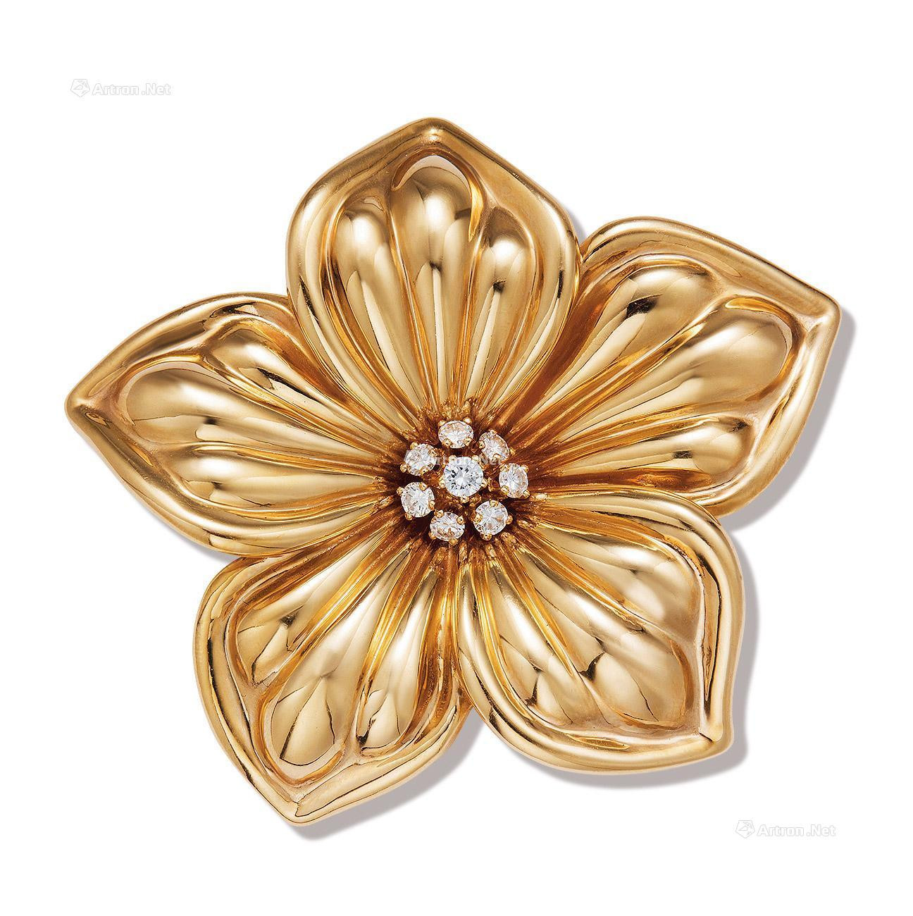 A DIAMOND ‘BAUHINIA FLOWER’ BROOCH， BY VAN CLEEF & ARPELS