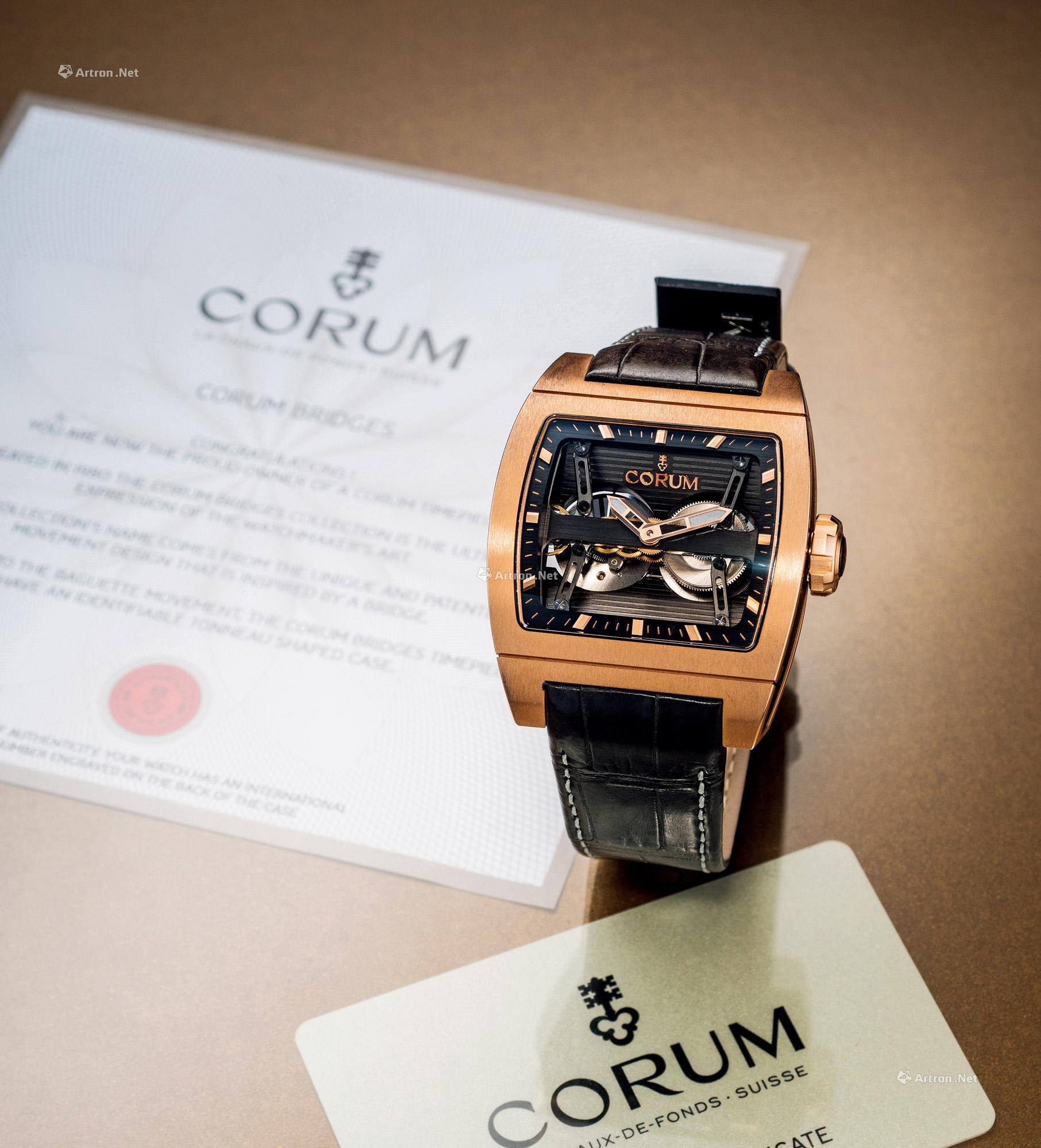 CORUM  A FINE ROSE GOLD TONNEAU-SHAPED SKELETONISED AUTOMATIC WRISTWATCH， WITH 72 HOURS POWER RESERVE， CERTIFICATE OF ORIGIN AND PRESENTATION BOX