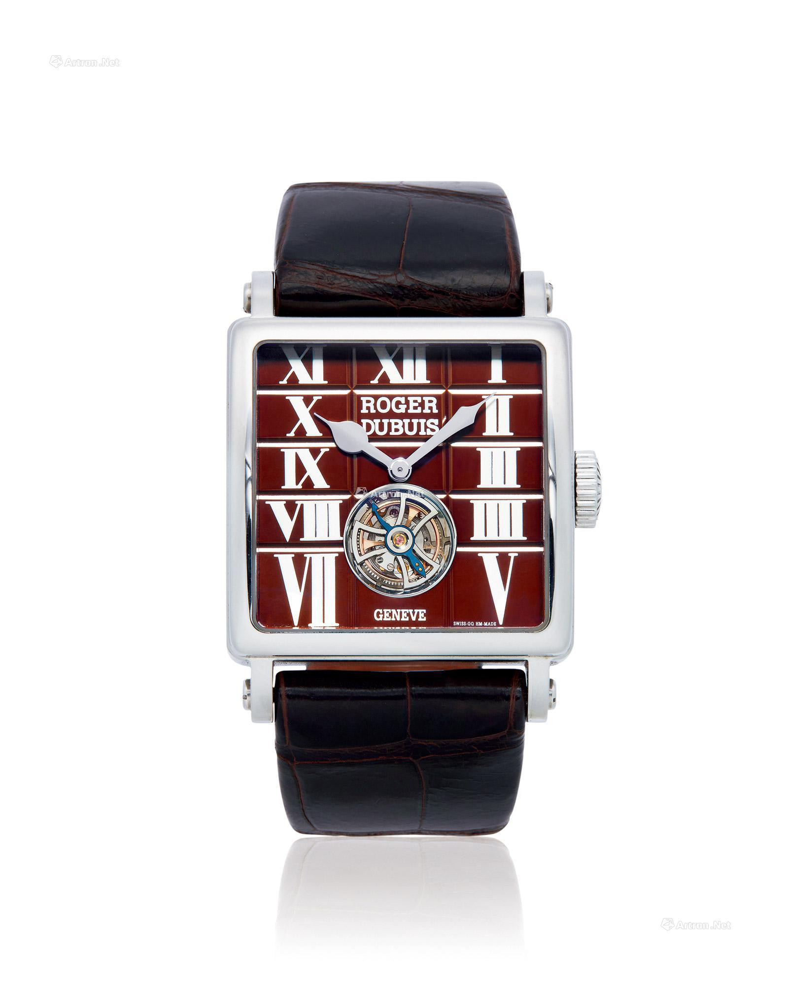 ROGER DUBUIS  A FINE LIMITED EDITION STAINLESS STEEL SQUARE-SHAPED TOURBILLON WRISTWATCH