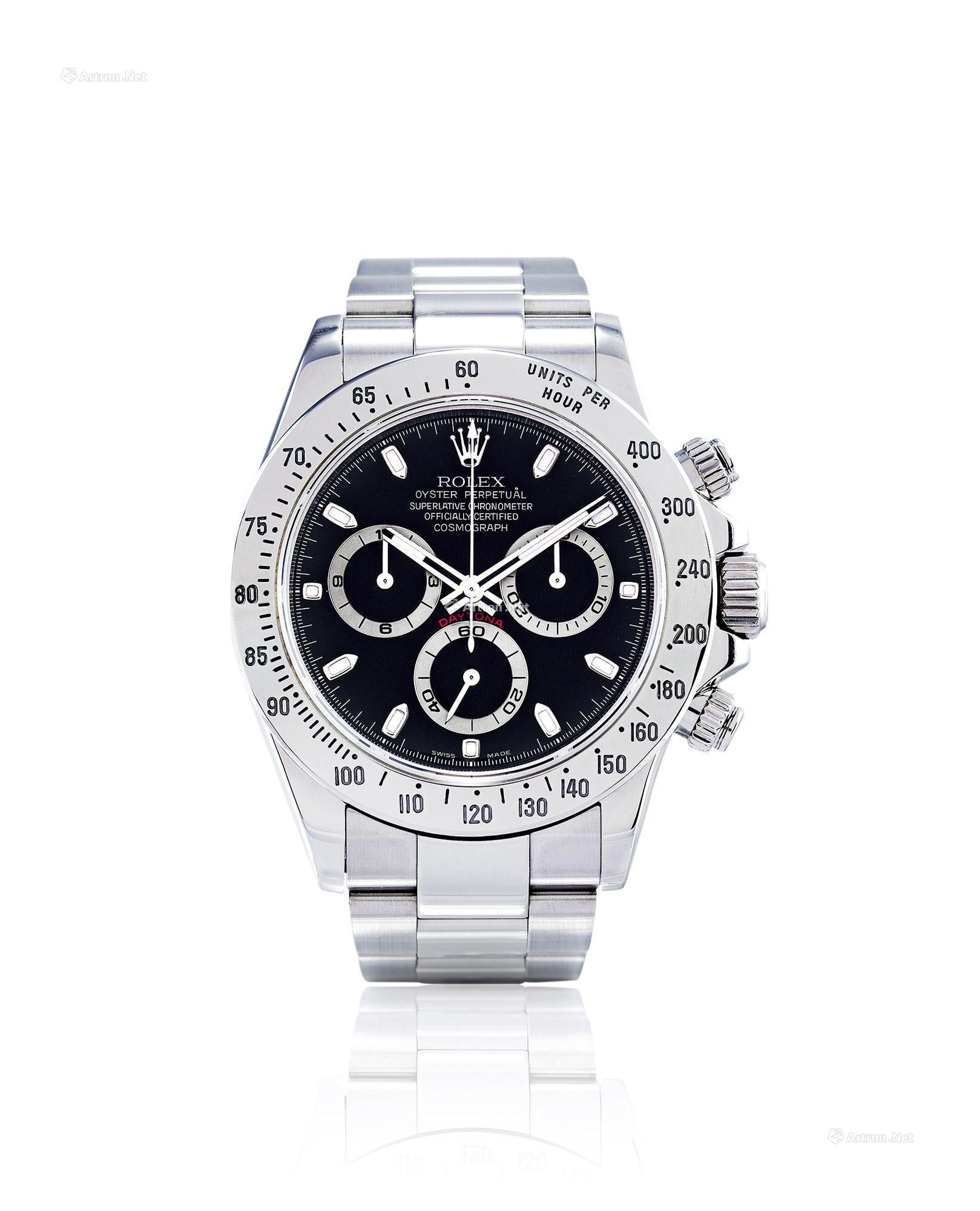 ROLEX  A FINE STAINLESS STEEL CHRONOGRAPH AUTOMATIC BRACELET WATCH， WITH SMALL SECONDS AND TACHYMETER