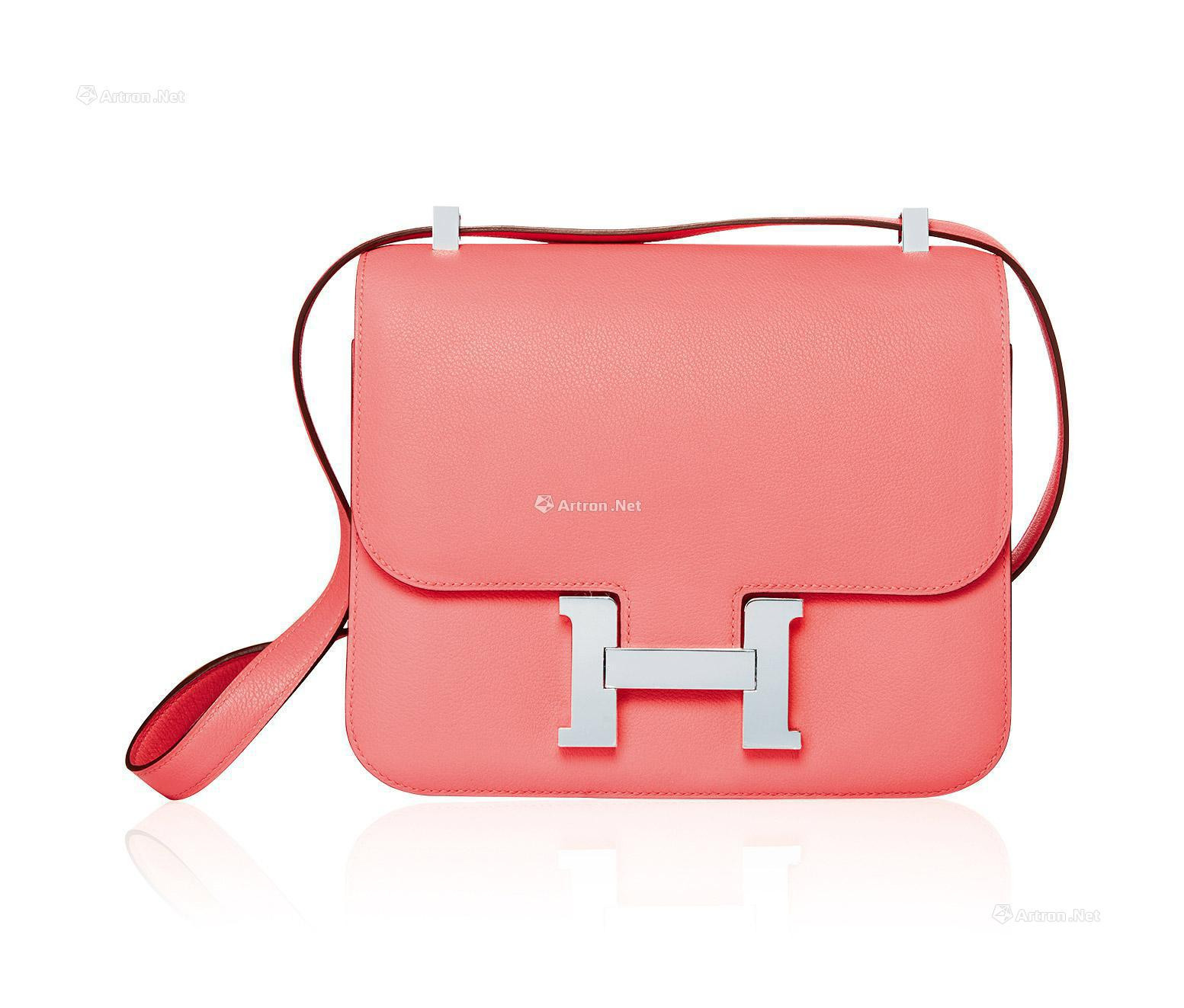 HERMES  A PINK SWIFT LEATHER CONSTANCE WITH PALLADIUM HARDWARE