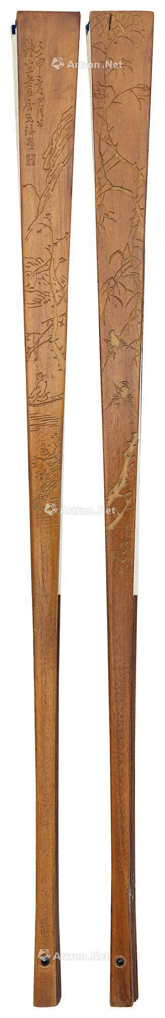 A BAMBOO CARVED ‘LANDSCAPE AND SCHOLAR’ FAN RIB BY TANG DAI