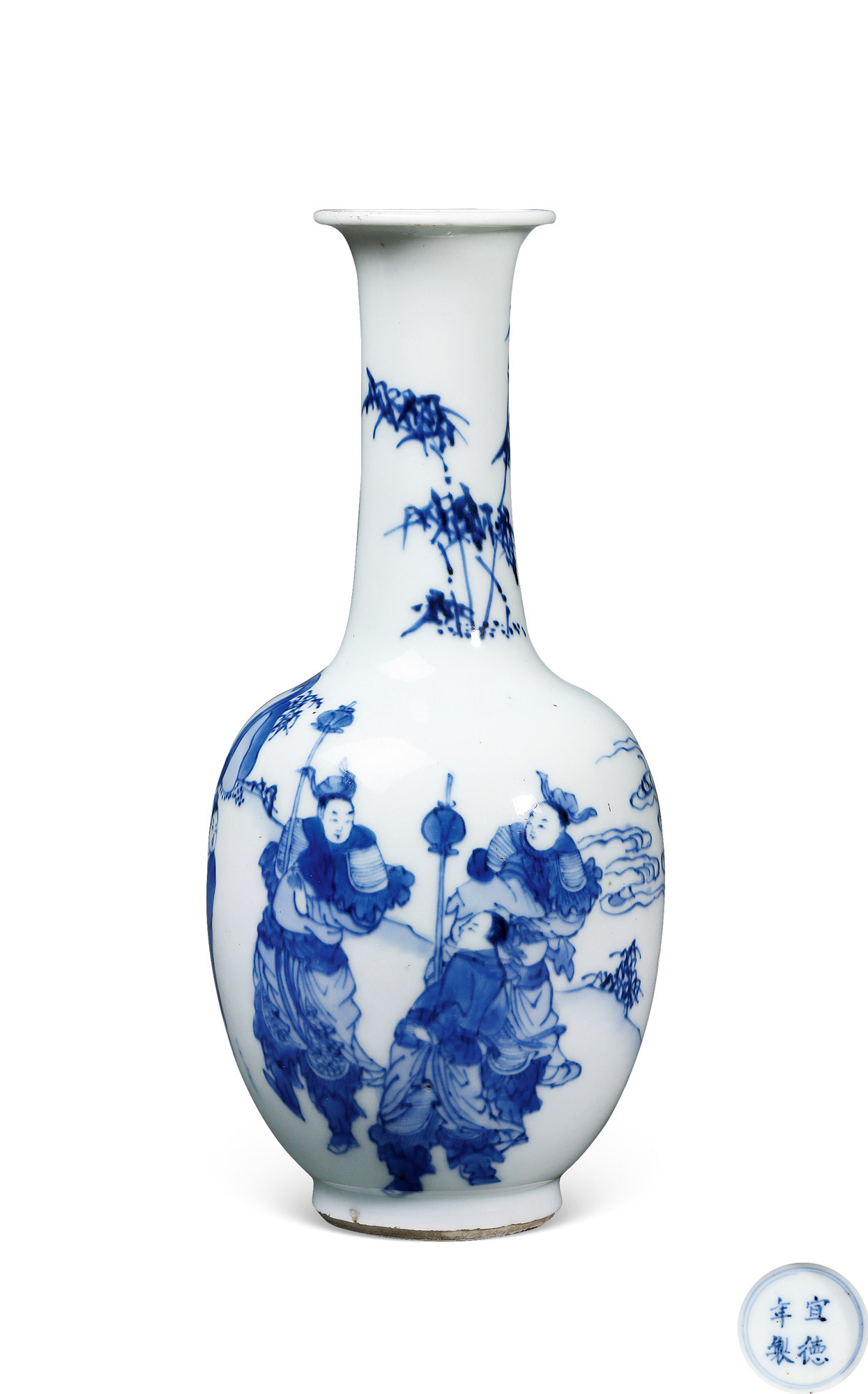A BLUE AND WHITE FLARED-MOUTH VASE
