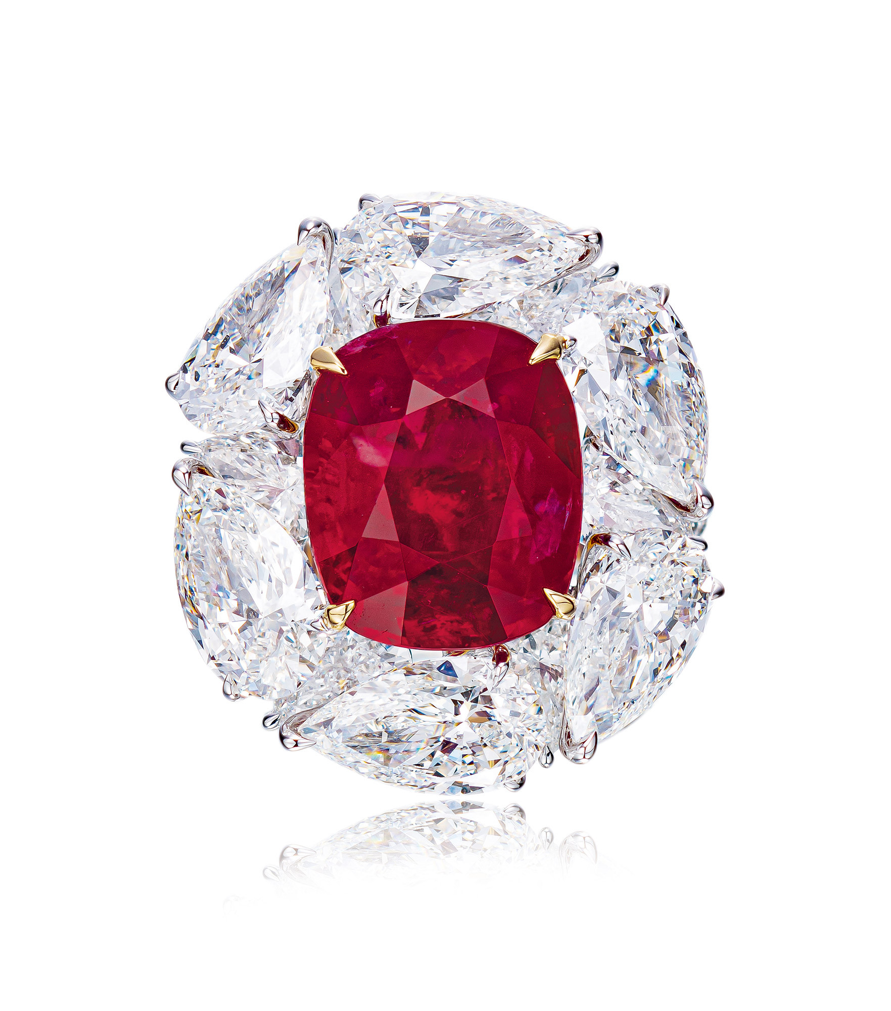 AN EXCEPTIONAL 8.07 CARAT BURMESE ‘PIGEON’S BLOOD’ RUBY AND DIAMOND RING