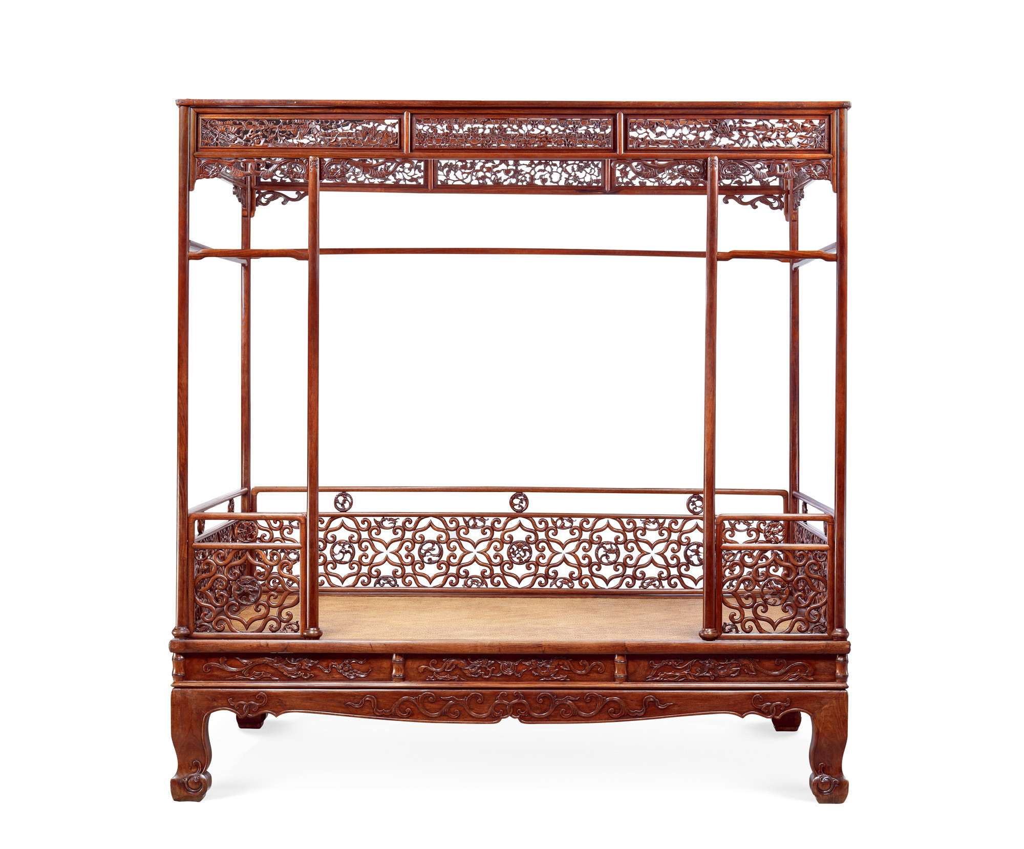 A VERY RARE AND LARGE HUANGHUALI-WOOD BED