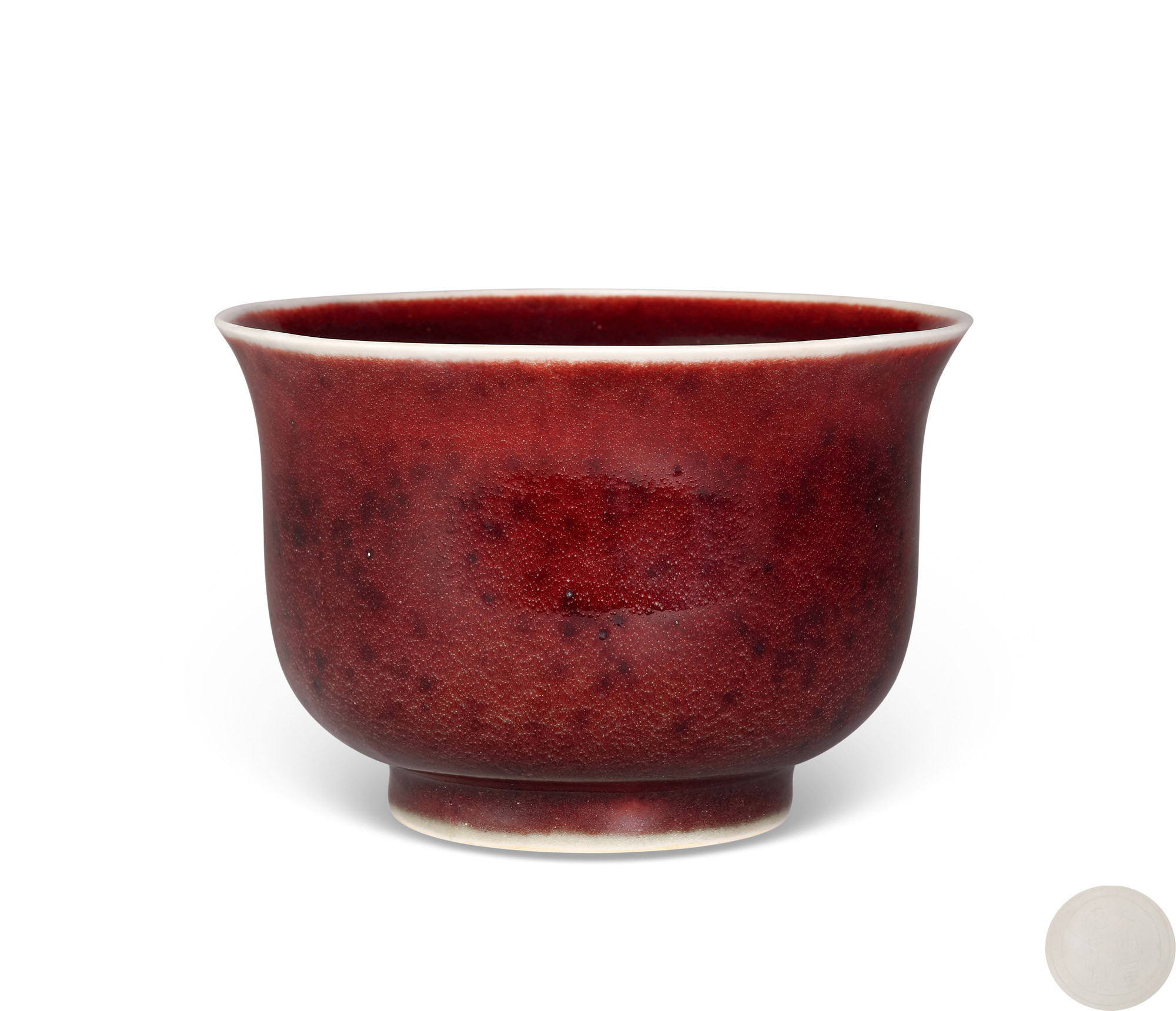 A RARE RED GLAZED BELL SHAPED BOWL