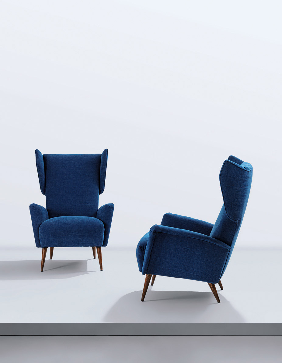 Pair of wing-back armchairs