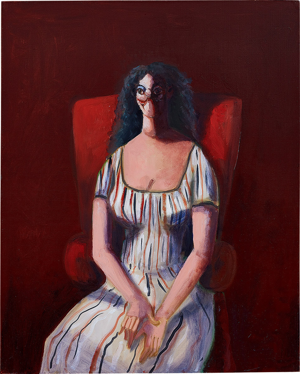 Woman on Red Chair