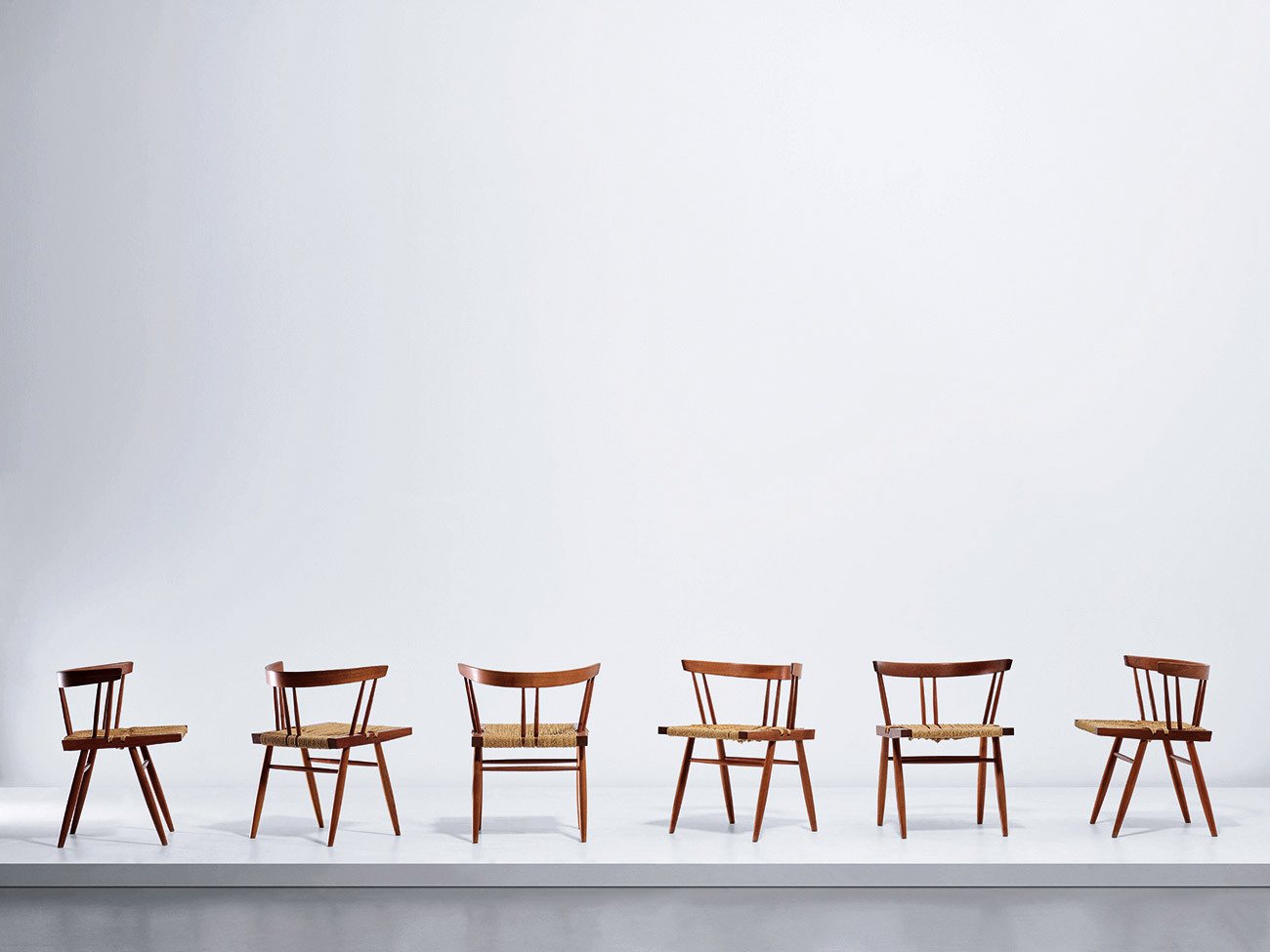 Set of six ‘Grass-Seated’ chairs