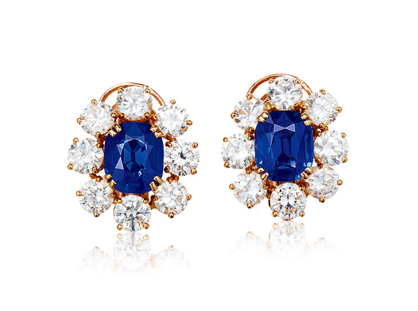 A PAIR OF 2.99 AND 3.11 CARAT KASHMIR SAPPHIRE AND DIAMOND EARRINGS, BY BOUCHERON