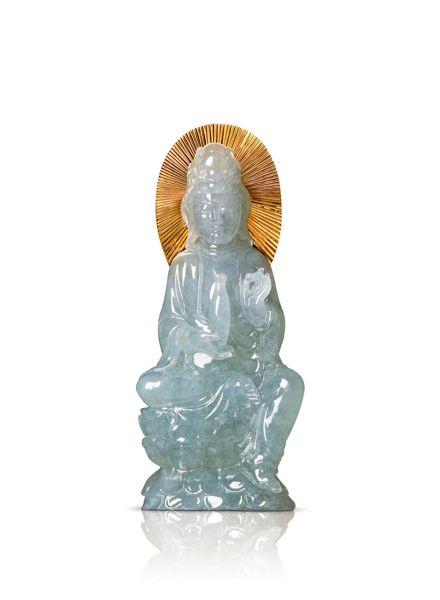 A JADEITE ’GUANYIN’ CARVING