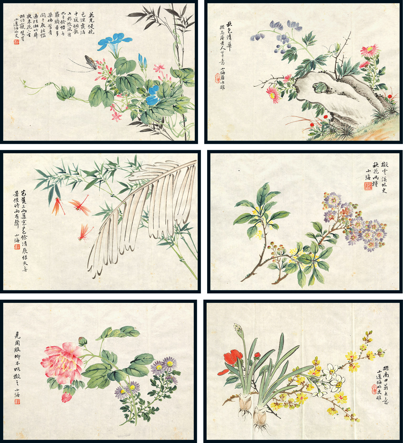 A set of 6 paintings drawn by Weng Xiaohai