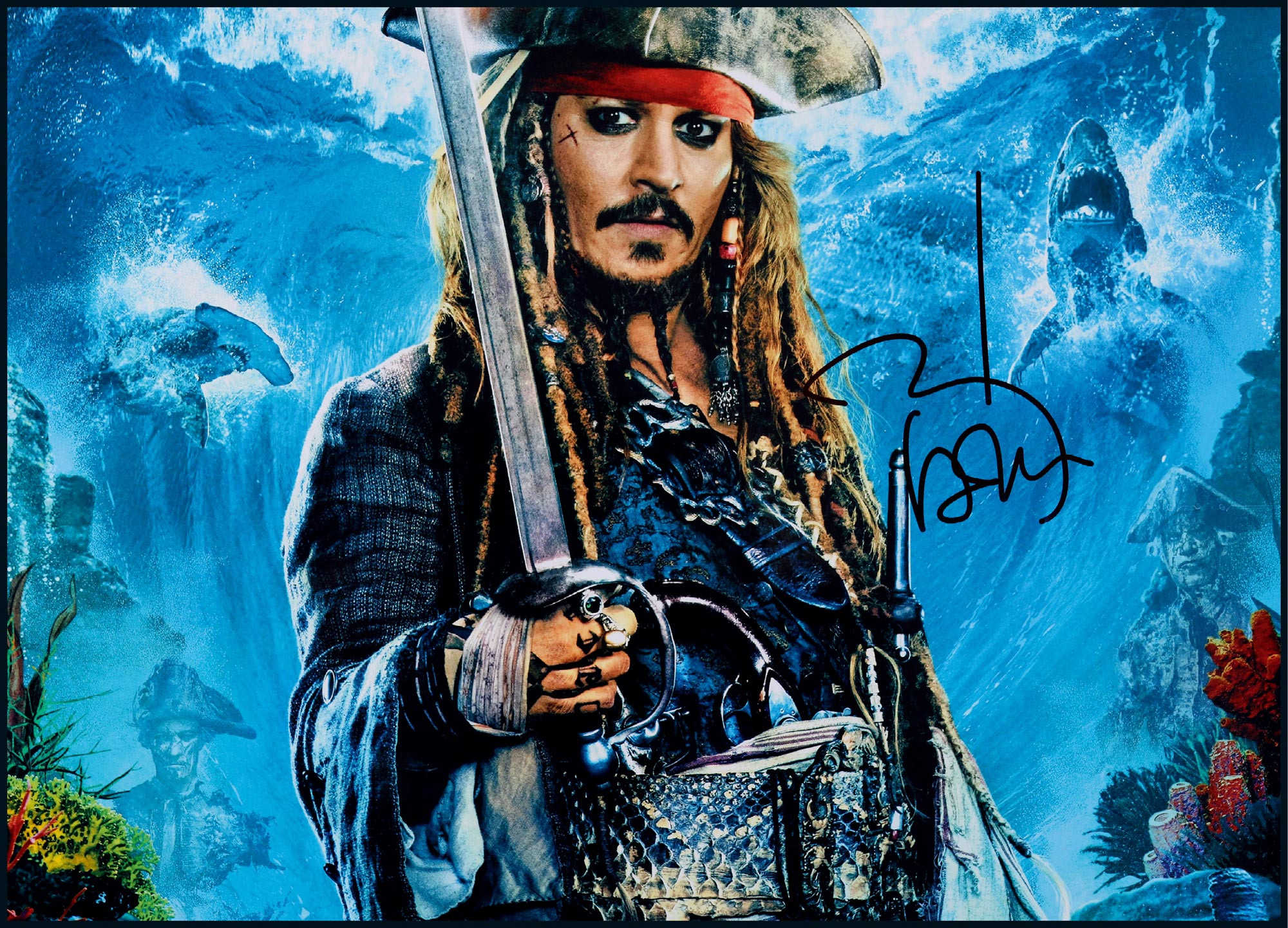 The autographed photo of Johnny Depp, “the Captain Jack” , with certificate