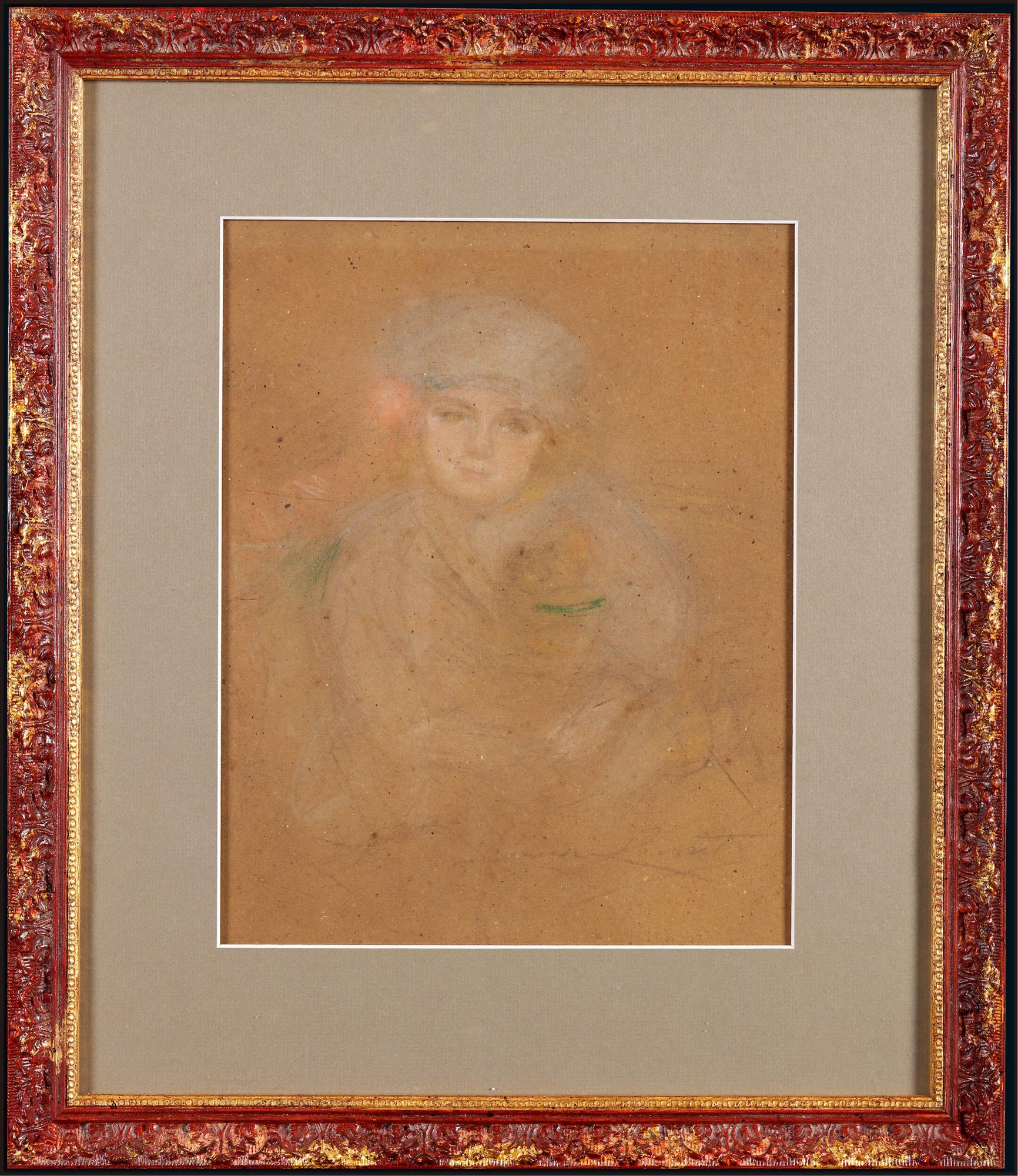 The “Portrait of a Woman” by Ernest Laurent, a famous French painter and mentor of Zhou Bichu, with a certificate