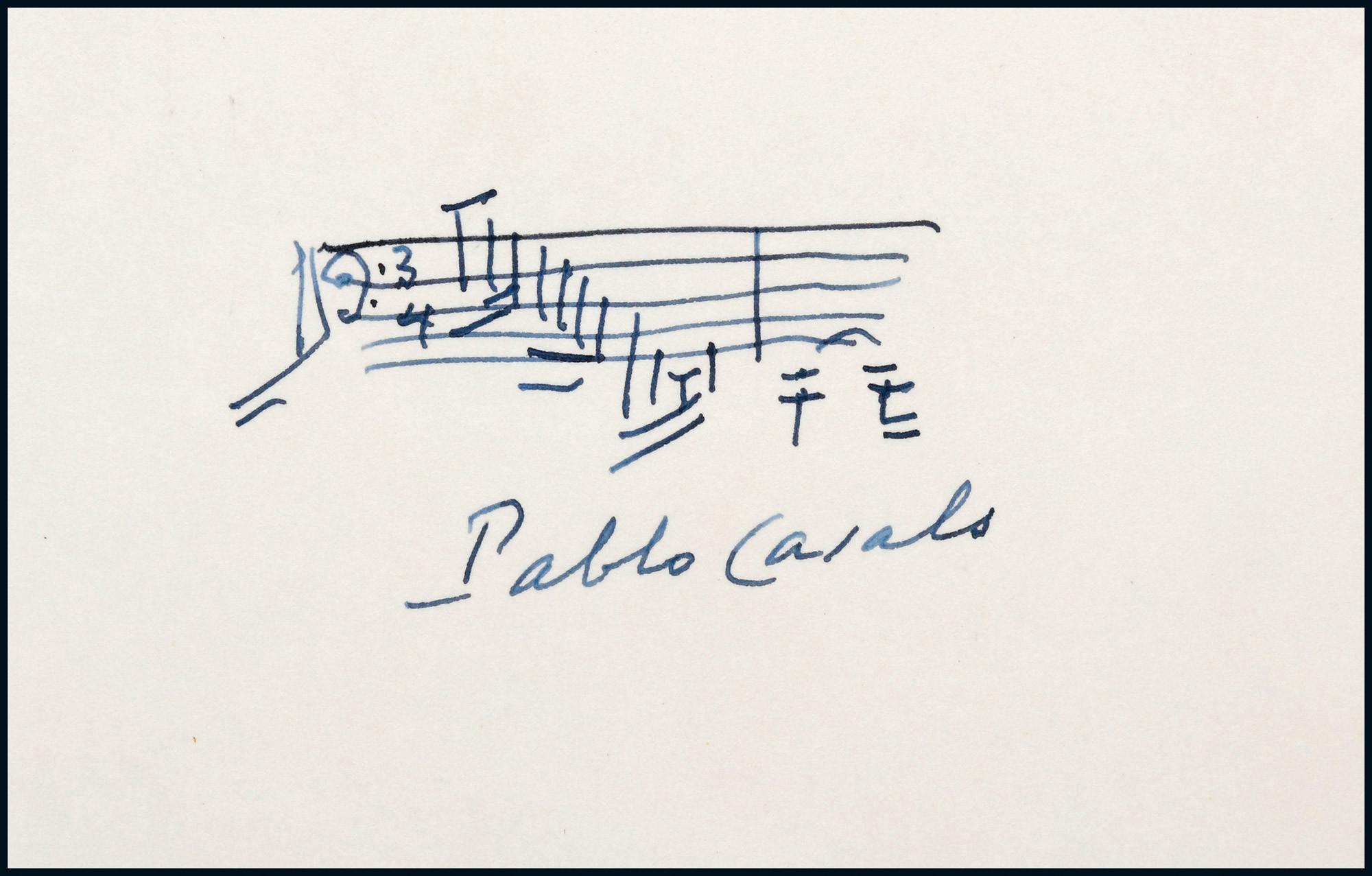 The handwritten score of Bach’s Cello Suite No. 3 in C major by Pablo Casals, the “Father of the Cello”, with certificate
