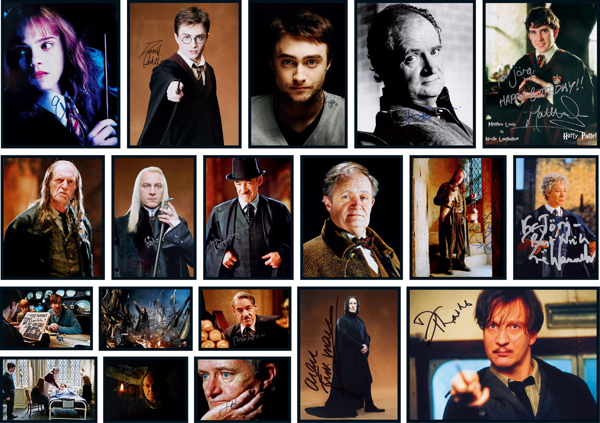 The autographed photo of the main actors of the series of Harry Potter 38 pieces in 1 set with a certificate
