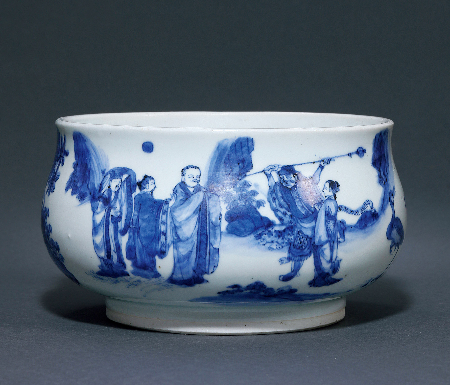 A BLUE AND WHITE INCENSE BURNER