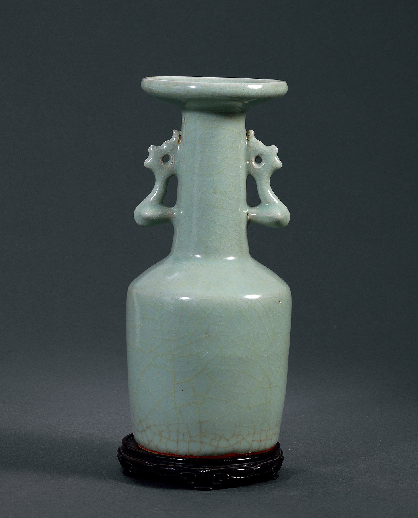 A LONGQUAN WARE VASE WITH HANDLES