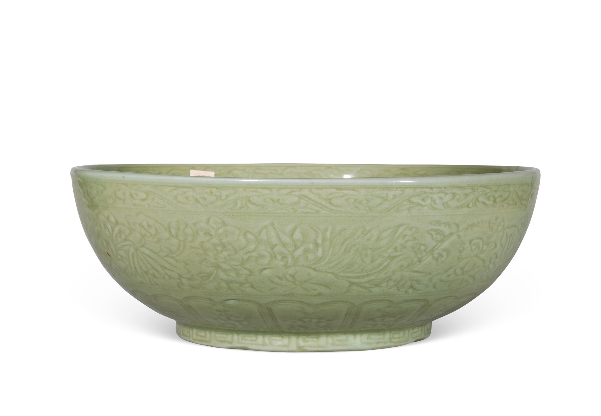 A Fine and Rare Longquan Celadon Moulded‘Floral Scroll’Bowl