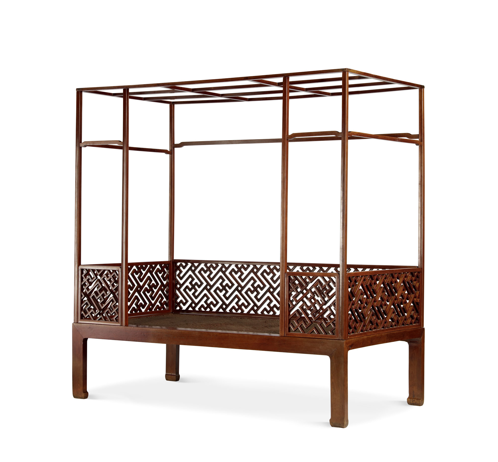 HUANGHUALI SWASTIKA CANOPY BED WITH SIX PILLARS
