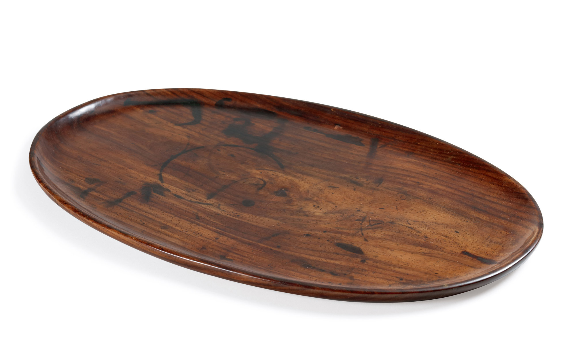 An Oval-Shaped Rosewood Tray