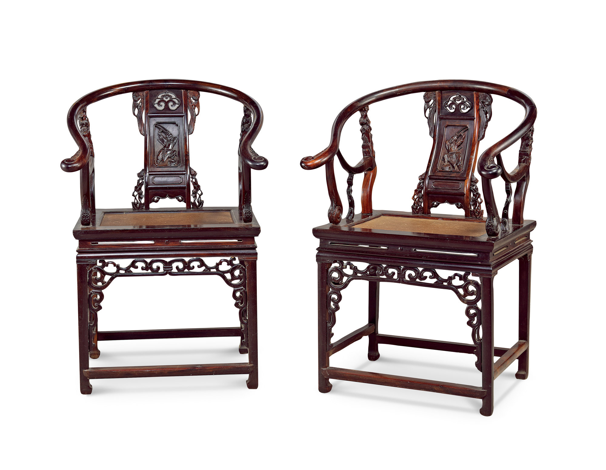 A PAIR OF ZITAN ARMCHAIRS
