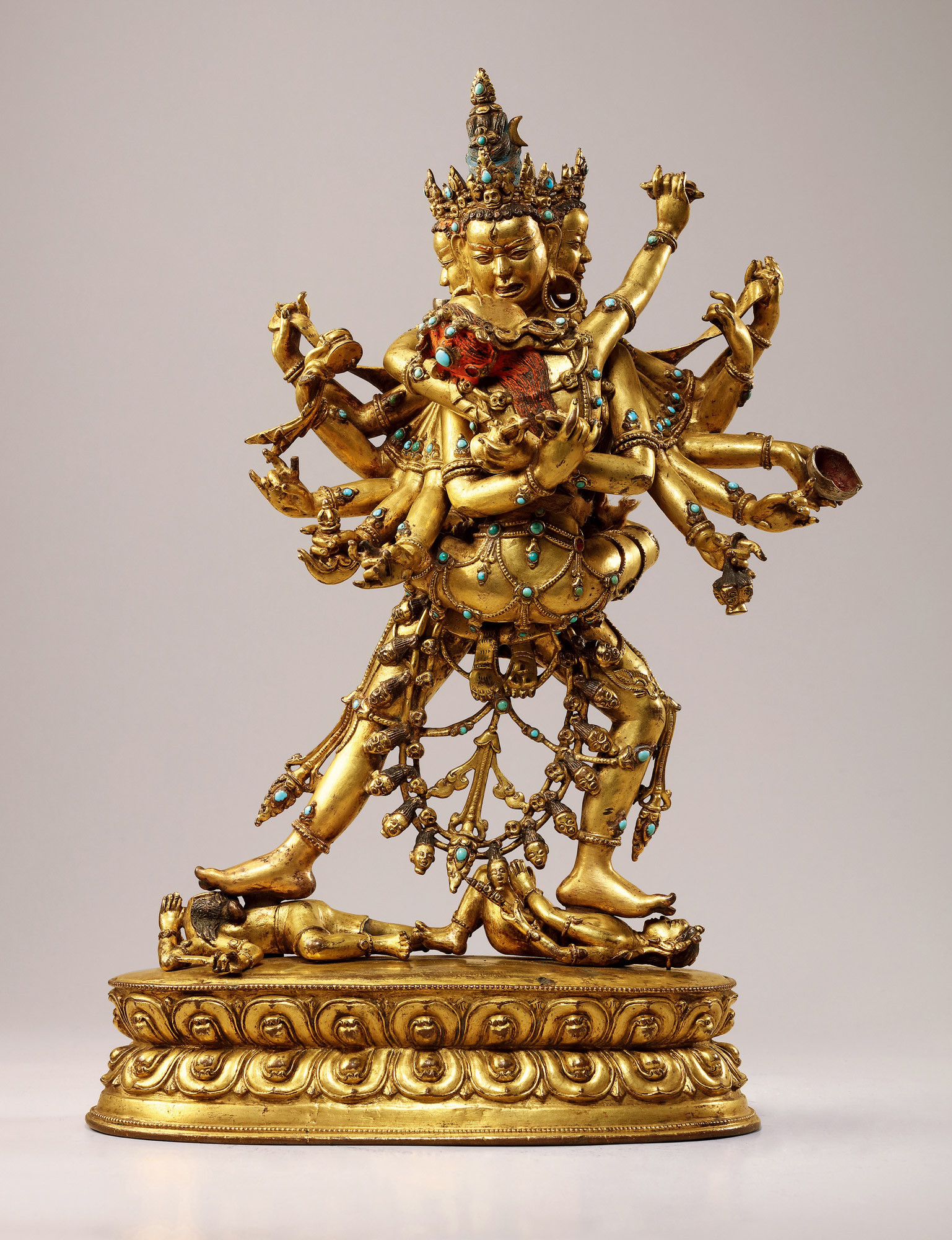A gilt-bronze figure of CHAKRASAMVARA