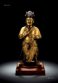 中国17世纪 铜鎏金关平立像