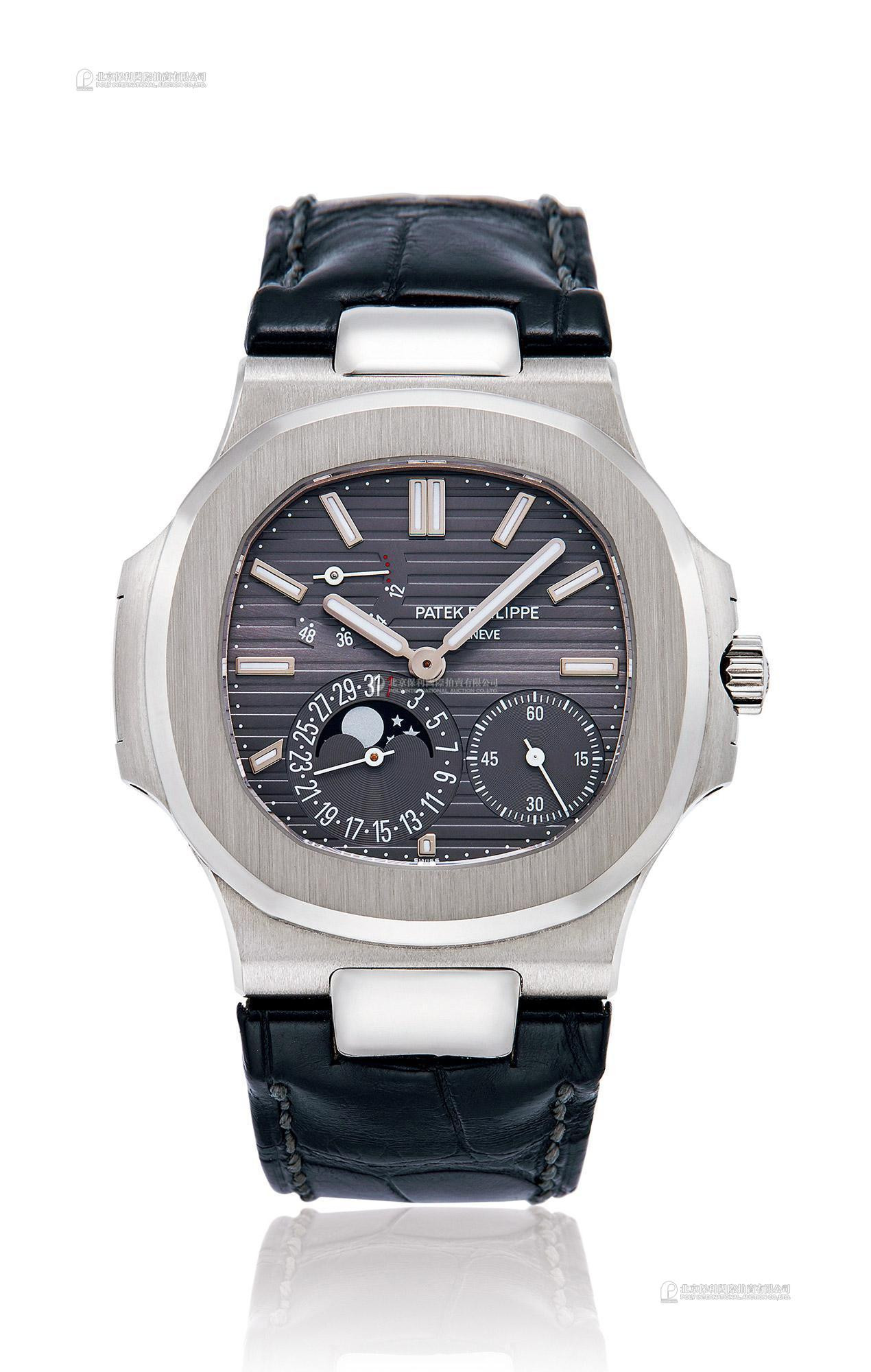 PATEK PHILIPPE A WHITE GOLD AUTOMATIC WRISTWATCH WITH DATE， MOON-PHASE AND POWER-RESERVE INDICATION