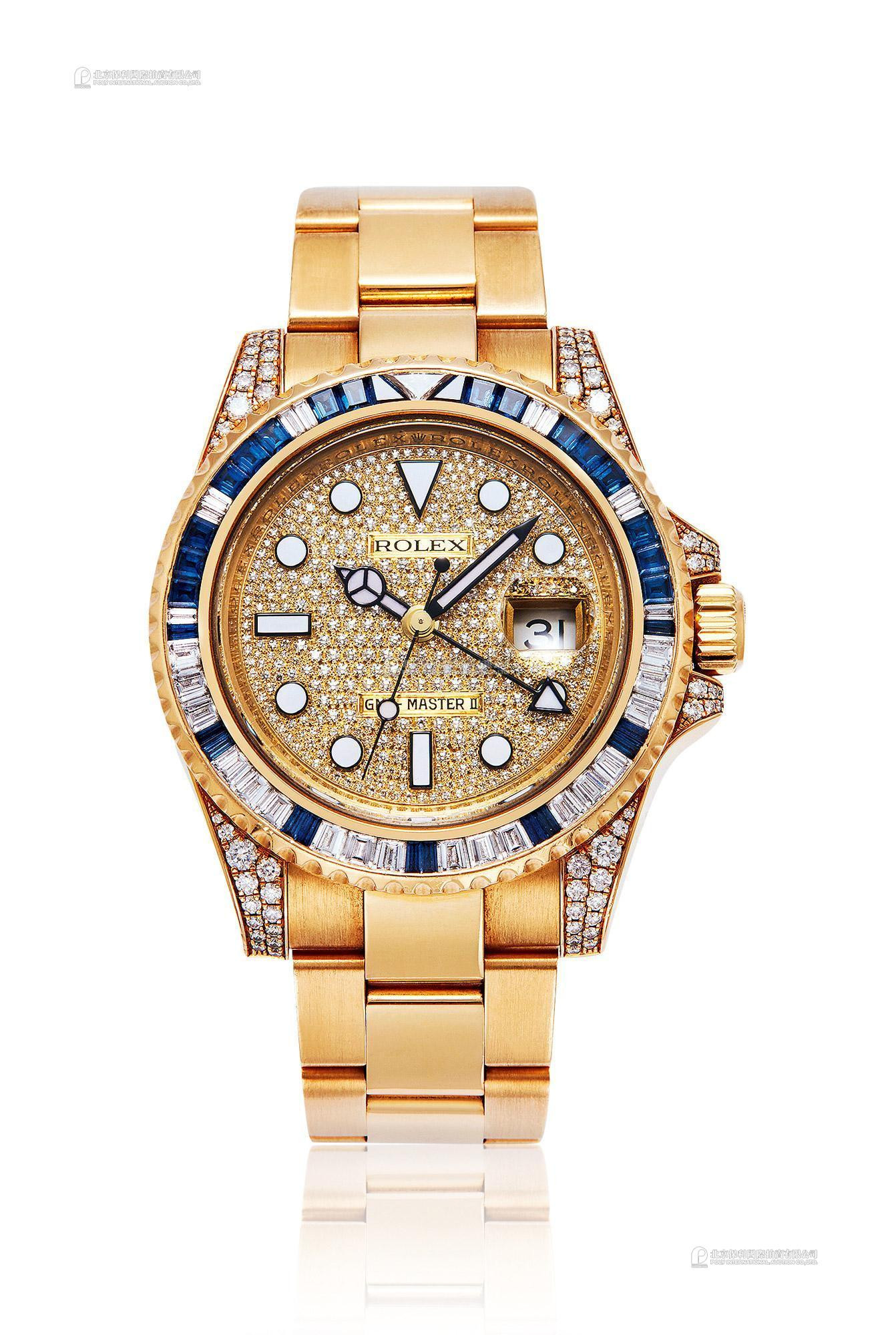 ROLEX A YELLOW GOLD AND DIAMOND AND SAPPHIRE-SET AUTOMATIC WRISTWATCH WITH DATE INDICATION