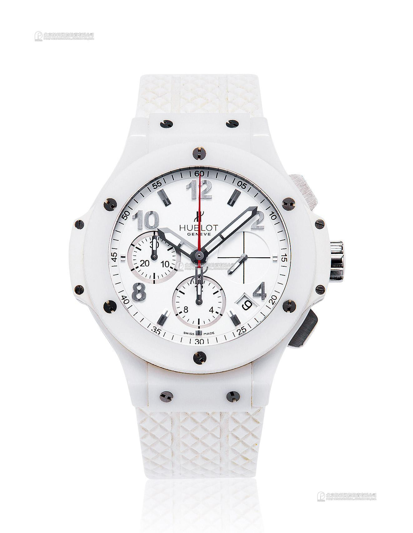 HUBLOT A CERAMIC CHRONOGRAPH AUTOMATIC WRISTWATCH WITH DATE INDICATION